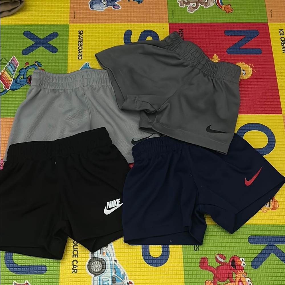 4 Nike Kids' Athletic Shorts - Gray, Black, and Navy